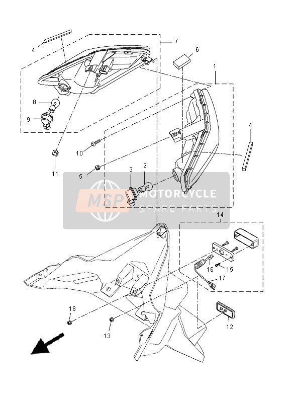 Yamaha YP250R 2014 RÜCKLICHT für ein 2014 Yamaha YP250R